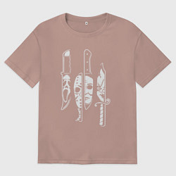 Футболка оверсайз мужская Horror killers, цвет: пыльно-розовый