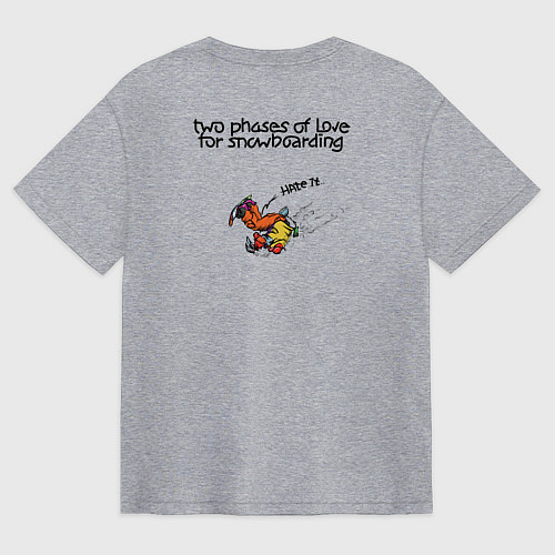 Мужская футболка оверсайз Две фазы любви к сноуборду / Меланж – фото 2