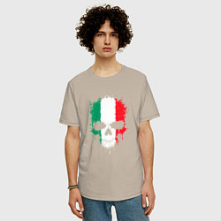 Футболка оверсайз мужская Череп Италия, цвет: миндальный — фото 2