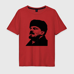 Футболка оверсайз мужская Ленин в шапке, цвет: красный