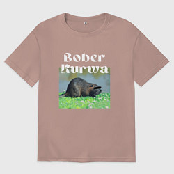 Футболка оверсайз мужская Bober kurwa, цвет: пыльно-розовый