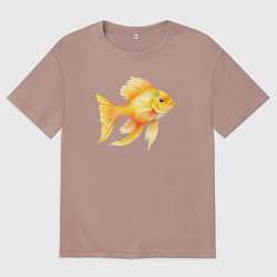 Мужская футболка оверсайз Желтая золотая рыбка - акварель