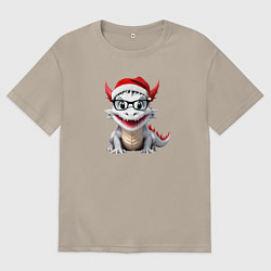 Футболка оверсайз мужская Новый год 2024 год дракона, цвет: миндальный