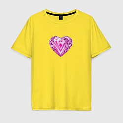 Футболка оверсайз мужская Розовое алмазное сердце, цвет: желтый