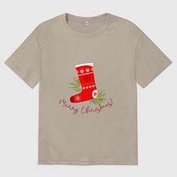 Мужская футболка оверсайз Рождественский сапожок