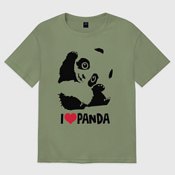 Футболка оверсайз мужская I love panda, цвет: авокадо
