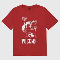Футболка оверсайз мужская Русский медведь, цвет: красный