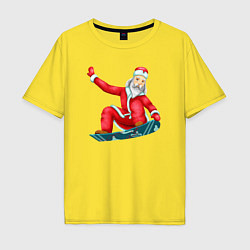 Футболка оверсайз мужская Дед Мороз сноубордист, цвет: желтый
