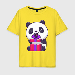 Футболка оверсайз мужская Панда с подарком, цвет: желтый