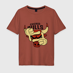 Футболка оверсайз мужская Bulls logo with hands, цвет: кирпичный