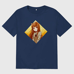 Футболка оверсайз мужская Улыбка волчицы, цвет: тёмно-синий