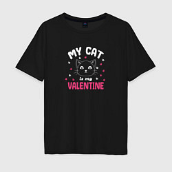 Мужская футболка оверсайз My cat is my Valentine 2024