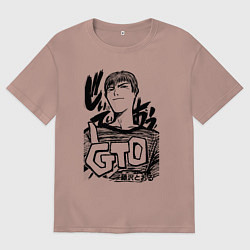 Футболка оверсайз мужская Эйкити Онидзука - GTO, цвет: пыльно-розовый