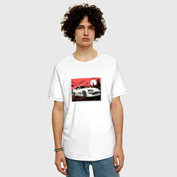 Футболка оверсайз мужская Тойота Супра на закате, цвет: белый — фото 2