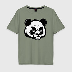 Футболка оверсайз мужская Недовольная морда панды, цвет: авокадо
