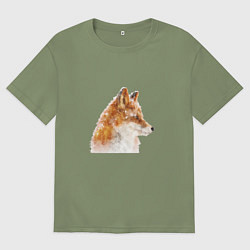 Мужская футболка оверсайз Лиса зимой