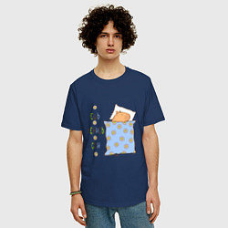 Футболка оверсайз мужская Мем капибара спит: ешь, цвет: тёмно-синий — фото 2