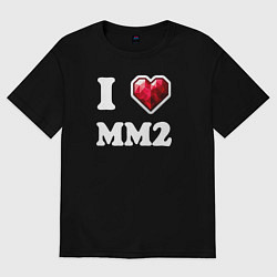 Футболка оверсайз мужская Я люблю мм2 Роблокс - I heart mm2 Roblox, цвет: черный