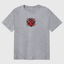 Футболка оверсайз мужская Ретро татуировка с абстрактным сердцем, цвет: меланж