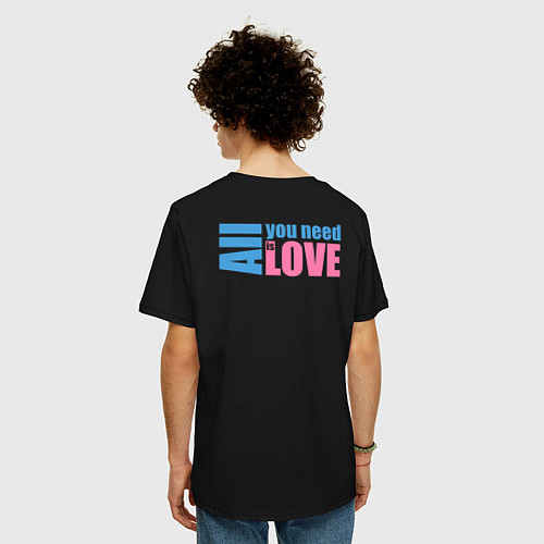 Мужская футболка оверсайз Все что тебе нужно - это любовь / Черный – фото 4