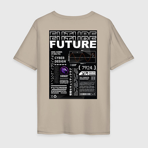 Мужская футболка оверсайз Future - hackset / Миндальный – фото 2