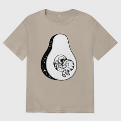 Футболка оверсайз мужская Космическое авокадо, цвет: миндальный