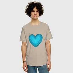 Футболка оверсайз мужская Сердце бирюзового цвета, цвет: миндальный — фото 2