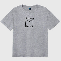 Мужская футболка оверсайз Cat ha ha black
