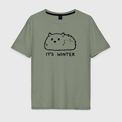 Мужская футболка оверсайз Cat its winter