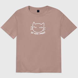 Футболка оверсайз мужская So very angry cat, цвет: пыльно-розовый
