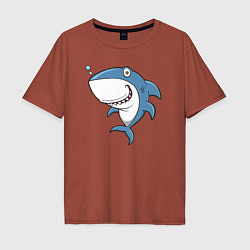 Футболка оверсайз мужская Cute shark, цвет: кирпичный