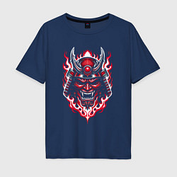 Футболка оверсайз мужская Samurai mask demon, цвет: тёмно-синий