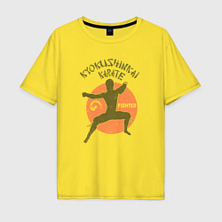 Футболка оверсайз мужская Боец карате кекусинкай, цвет: желтый