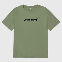 Футболка оверсайз мужская Дикая птица, цвет: авокадо