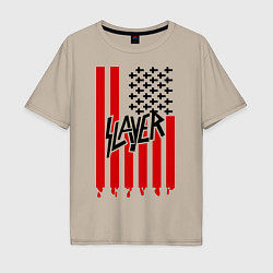 Футболка оверсайз мужская Slayer Flag, цвет: миндальный