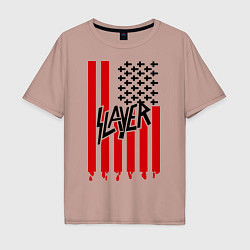 Футболка оверсайз мужская Slayer Flag, цвет: пыльно-розовый