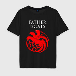 Футболка оверсайз мужская Отец котов - Father of cats, цвет: черный