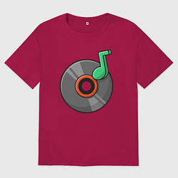 Футболка оверсайз мужская Vinyl music, цвет: маджента