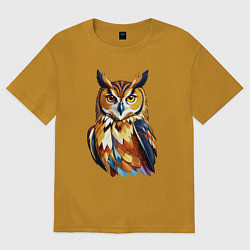 Футболка оверсайз мужская Мудрый филин, цвет: горчичный