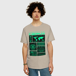Футболка оверсайз мужская Cyberpunk streetwear, цвет: миндальный — фото 2