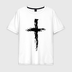 Мужская футболка оверсайз Крест волнистый графика