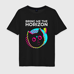 Футболка оверсайз мужская Bring Me the Horizon rock star cat, цвет: черный