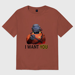 Футболка оверсайз мужская Lethal Company: I want you, цвет: кирпичный