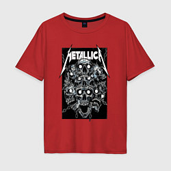 Футболка оверсайз мужская Metallica - skulls, цвет: красный