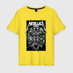 Футболка оверсайз мужская Metallica - skulls, цвет: желтый