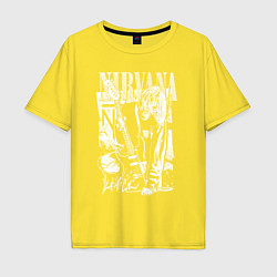 Футболка оверсайз мужская Нирвана - Курт Кобейн, цвет: желтый