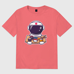 Футболка оверсайз мужская Space sushi, цвет: коралловый