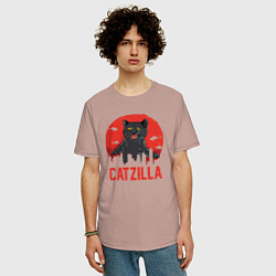 Футболка оверсайз мужская Catzilla, цвет: пыльно-розовый — фото 2