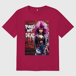 Футболка оверсайз мужская Punks not dead - cool Barbie ai art, цвет: маджента