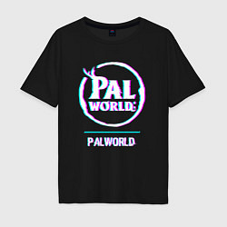 Футболка оверсайз мужская Palworld в стиле glitch и баги графики, цвет: черный